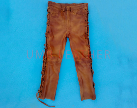 Brown Distressed Side Laced pant