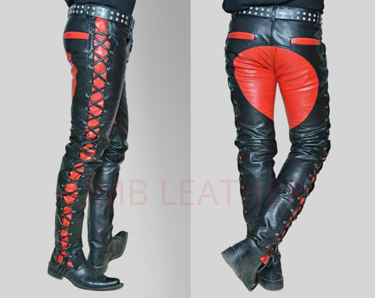 Black And Red Laceup Pant