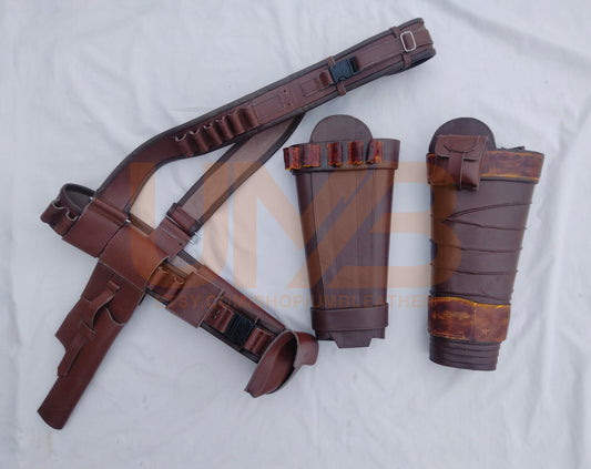 Brown Mando Leg Armors And Belt