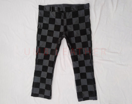 Leather Check Pants