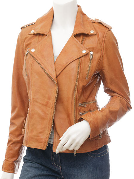 Women Tan Leather Jacket
